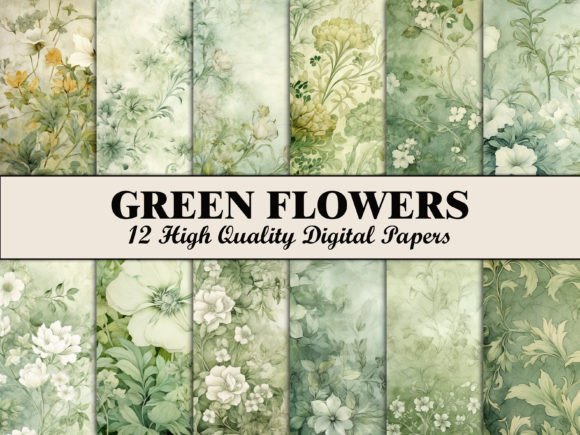 Download Green Botanical Flower Scrapbook Paper - Scrapbook paper Collection