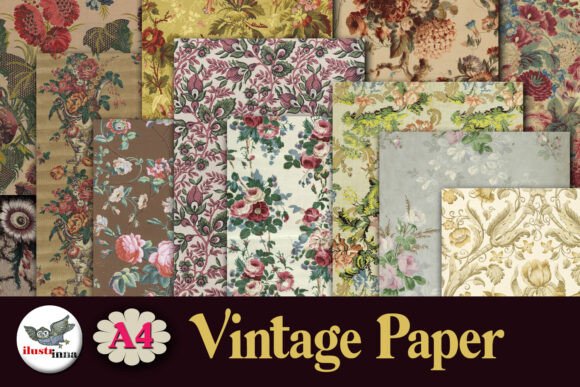 Download Floral Vintage Paper Pack – A4 Pages - Vintage paper Collection
