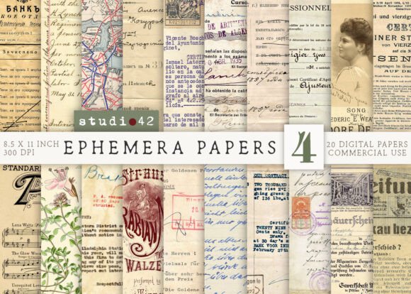 Download Antique Paper Ephemera Pack V4 - Premium Bundle